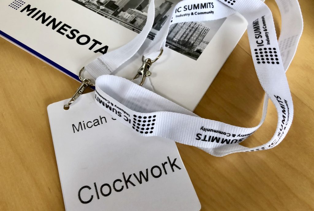 Our Director of Experience's name badge from Minnesota Marketing Summit
