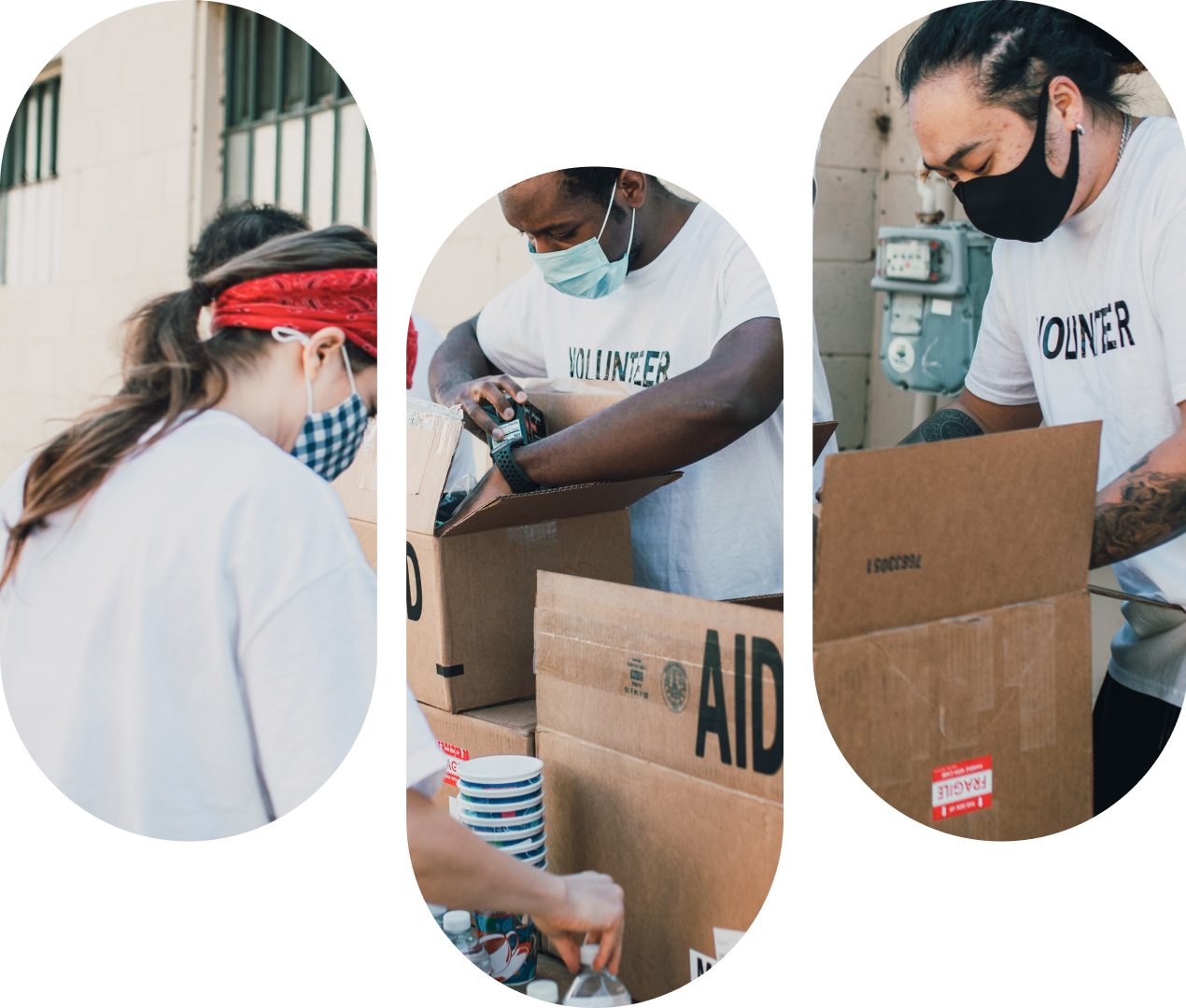 Volunteers making an impact loading aid boxes