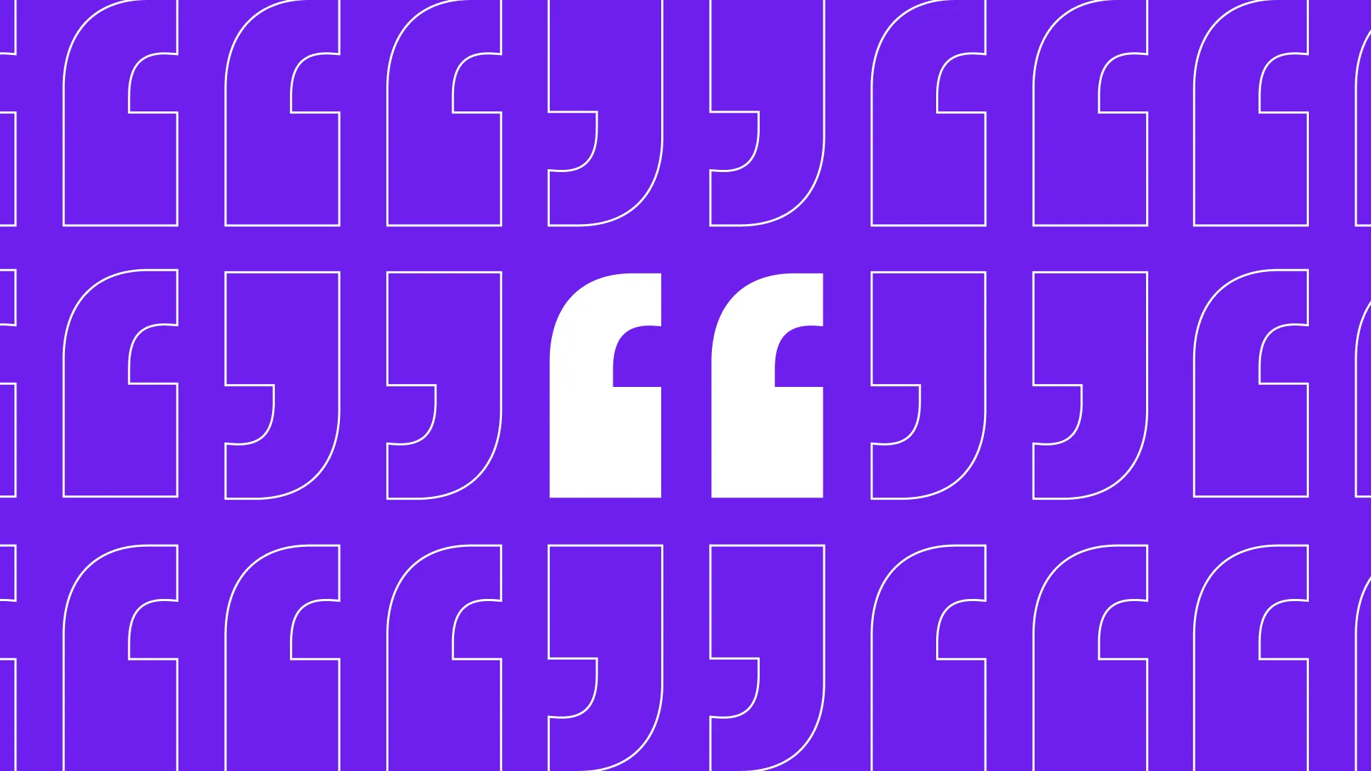 White quotation marks in the center on a purple background evoke a sense of harmony, resembling the precision of clockwork. The pattern of outlined quotation marks in a slightly darker purple reflects the seamless flow of user experience.