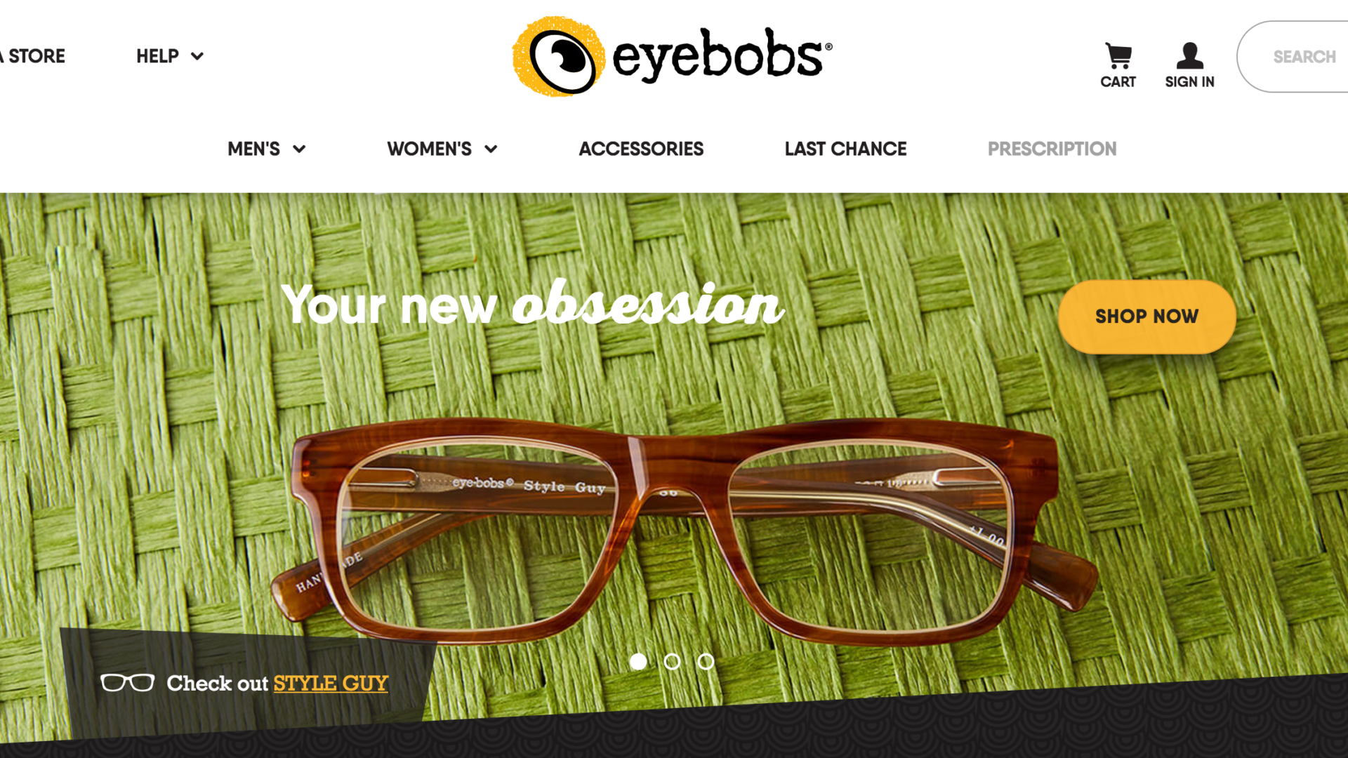 image of eyebobs homepage