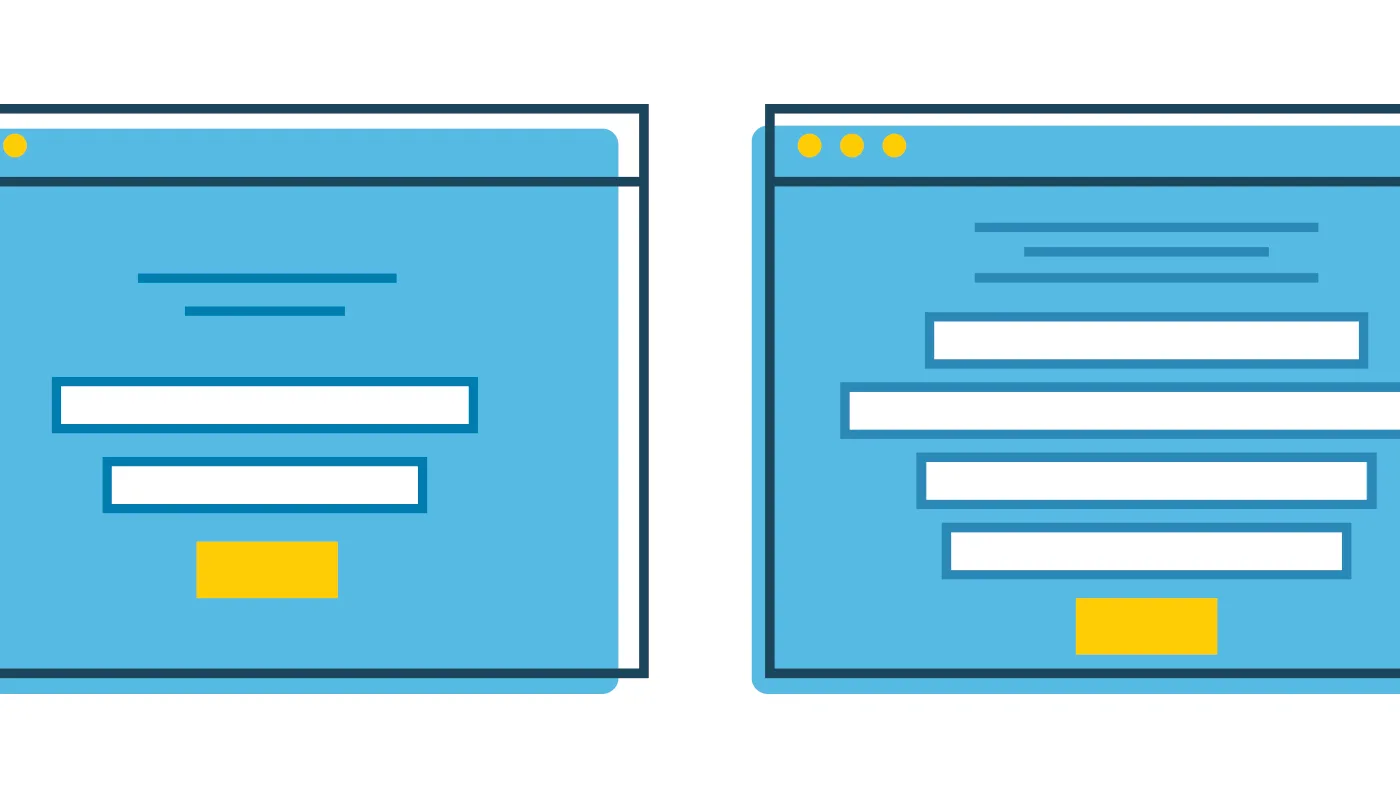 two blue wireframes illustrate website content and page structure
