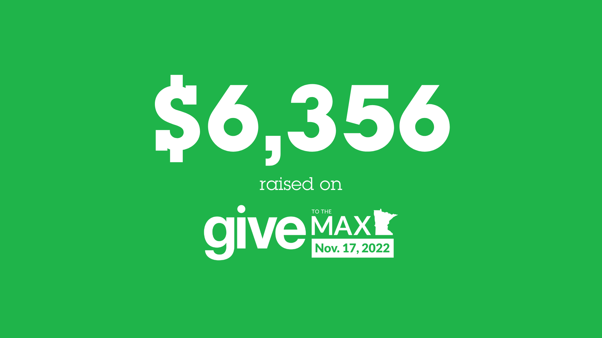 $6356 raised on Give to the Max Day 2022 via our employee advised giving program