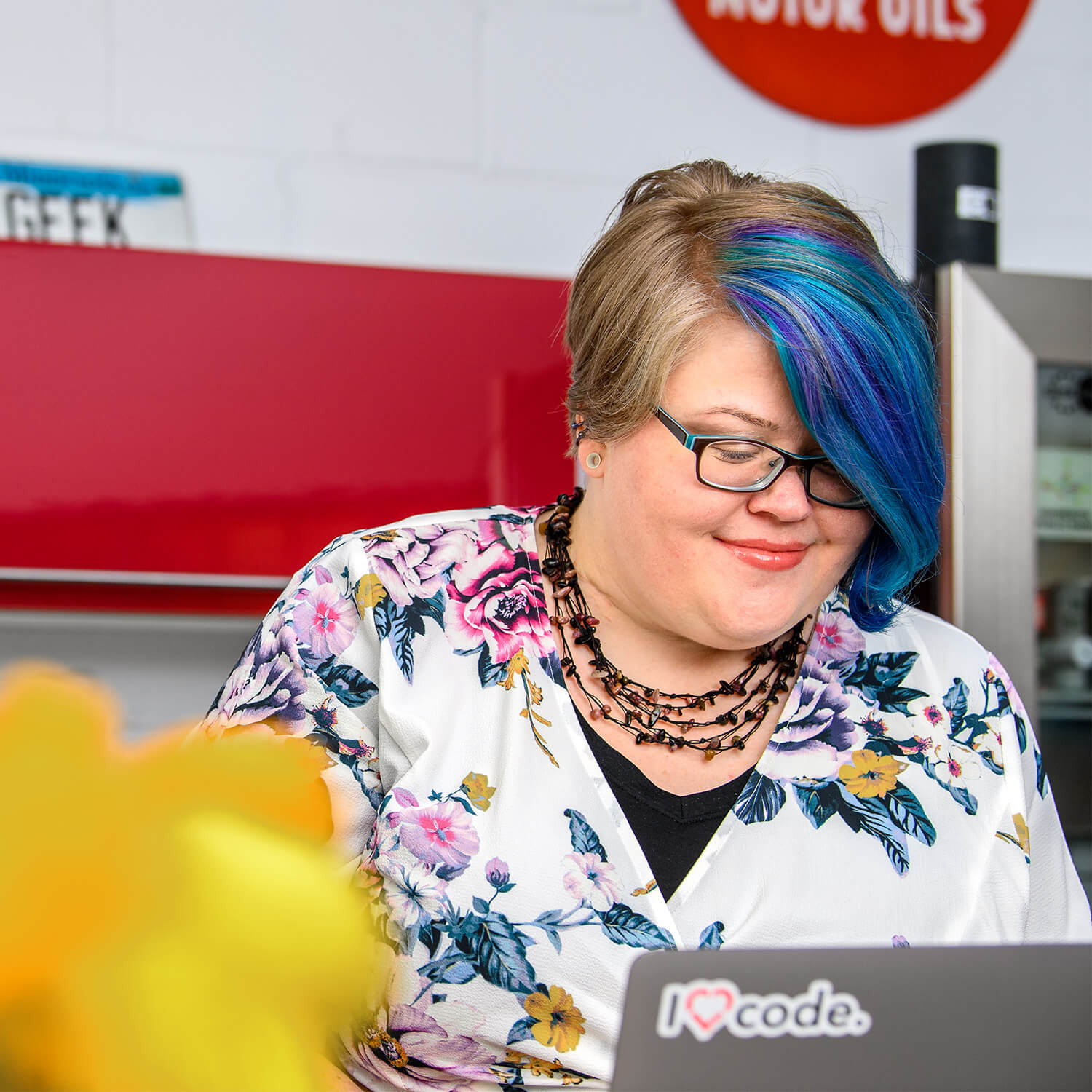 Clockwork employee working at a laptop